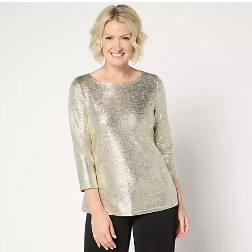 NWT Attitudes by Renee Foil Hacci Gold Top - Size M